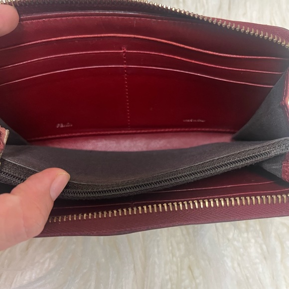 Fendi Burgundy Zucca Canvas Zip Around Wallet w/COA - Picture 13 of 17